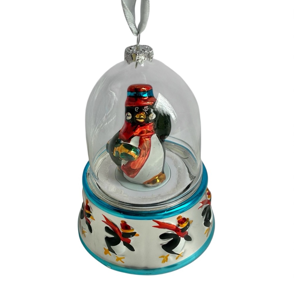 Mr Christmas Porcelain Penguin Snow Globe Musical Wind Up Ornament